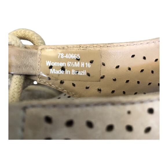 Johnston & Murphy Mandy Espadrille Wedge Sandals Tan 6.5 Lace-Up Preowned - Picture 8 of 15